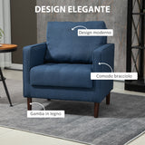 easycomfort easycomfort poltrona moderna in tessuto effetto lino struttura in legno e imbottitura spessa 76x70x87cm blu