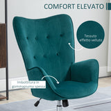 easycomfort easycomfort poltrona per ufficio e salotto in velluto girevole con braccioli e altezza regolabile blu