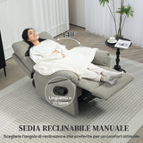 easycomfort easycomfort poltrona reclinabile 140 con poggiapiedi in microfibra schiuma e metallo 84x91x102 cm grigio