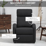 easycomfort easycomfort poltrona reclinabile con poggiapiedi e braccioli in tessuto effetto lino e metallo 69 2x88 3x101 cm nero