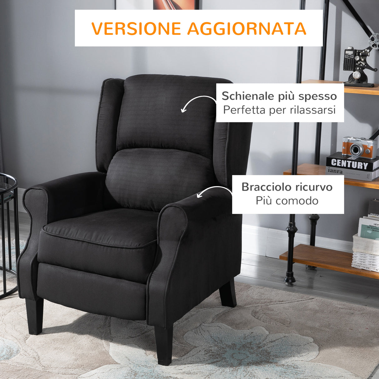 easycomfort easycomfort poltrona relax massaggiante reclinabile con telecomando 78x83x101cm nero