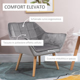 easycomfort easycomfort poltroncina stile nordico in legno ed effetto velluto grigio per soggiorno o ufficio 67x61 5x71 cm