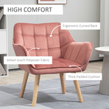 easycomfort easycomfort poltroncina stile nordico in legno ed effetto velluto rosa per soggiorno o ufficio 67x61 5x71 cm