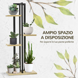 easycomfort easycomfort portapiante a 4 ripiani dallo stile industriale in legno di abete e metallo 45x25x110 cm nero e color legno