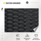 easycomfort easycomfort salotto da esterno rattan pe con divanetto 2 poltrone con cuscini e tavolino in vetro nero e grigio