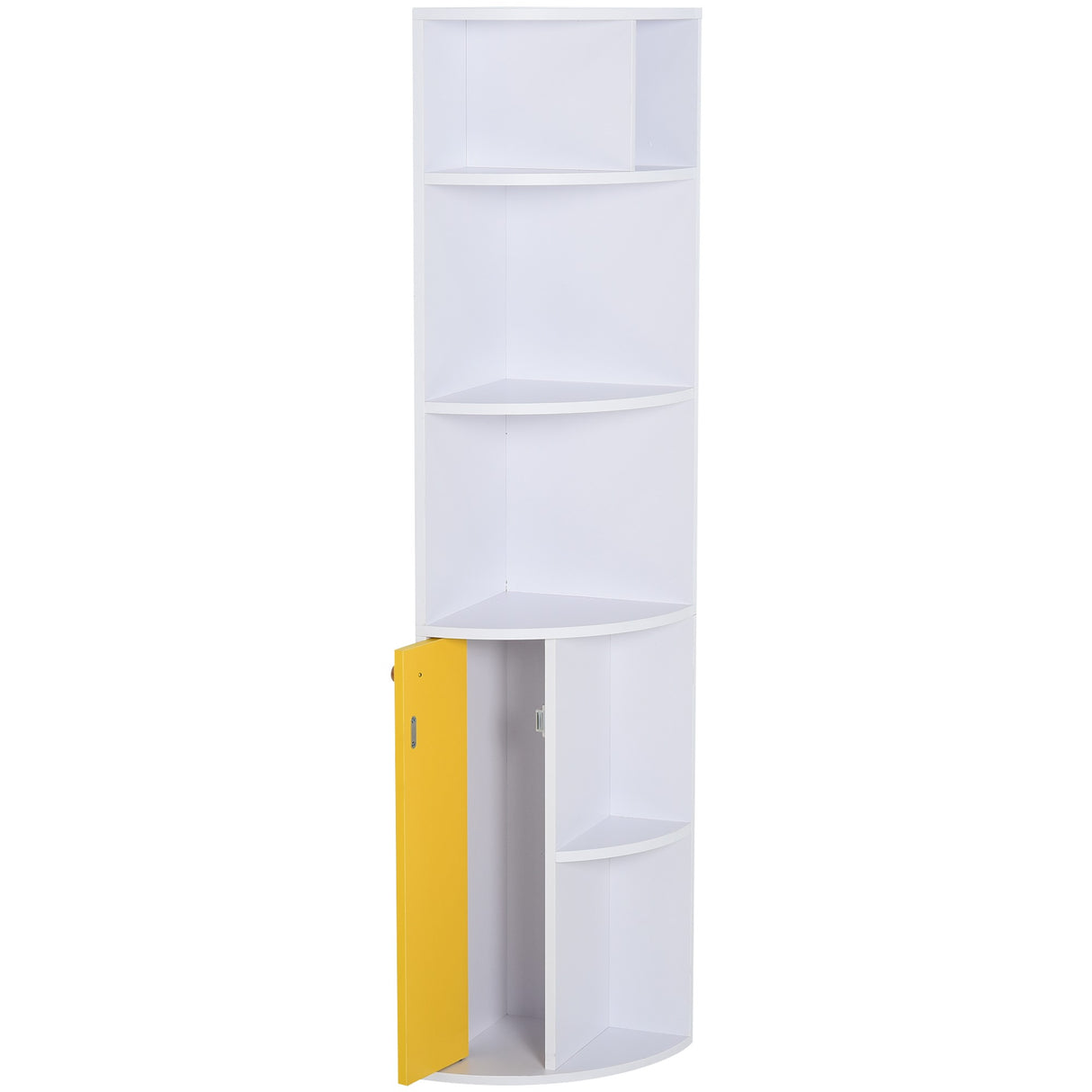 easycomfort easycomfort scaffale angolare da parete in legno bianco mobile libreria con 5 ripiani e armadietto giallo design moderno 29 8x29 9x147cm ean 8054144132952