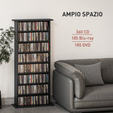 easycomfort easycomfort scaffale porta cd con 6 ripiani regolabili capacita di 360 cd185 dvd 58x24x124 5 cm nero