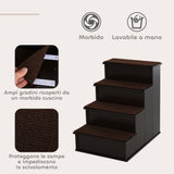 easycomfort easycomfort scaletta per cani e gatti a 4 scalini con cuscini in peluche rimovibili 40x59x54 2 cm marrone