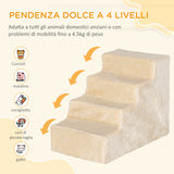 easycomfort easycomfort scaletta per cani portatile a 4 gradini in flanella sfoderabile e truciolato 60x35x44 cm beige