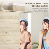 easycomfort easycomfort scarpiera con specchio per 16 paia di scarpe 4 cassetti a ribalta e 2 armadietti 82x30x168cm rovere