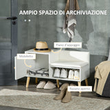 easycomfort easycomfort scarpiera da ingresso con seduta imbottita e armadietto per 4 paia di scarpe 80x33x49cm bianco