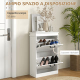 easycomfort easycomfort scarpiera moderna con 2 cassetti ribaltabili per 10 paia di scarpe e ripiano regolabile 54x24x82 5cm bianco