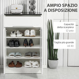 easycomfort easycomfort scarpiera slim da 12 paia max per ingressi con 3 ripiani regolabili e cassetto in truciolato bianco 60x32x100 cm