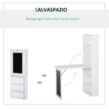 easycomfort easycomfort scrivania pc pieghevole con libreria a 9 ripiani in legno e metallo 98x51x153 cm bianco ean 8054111849425