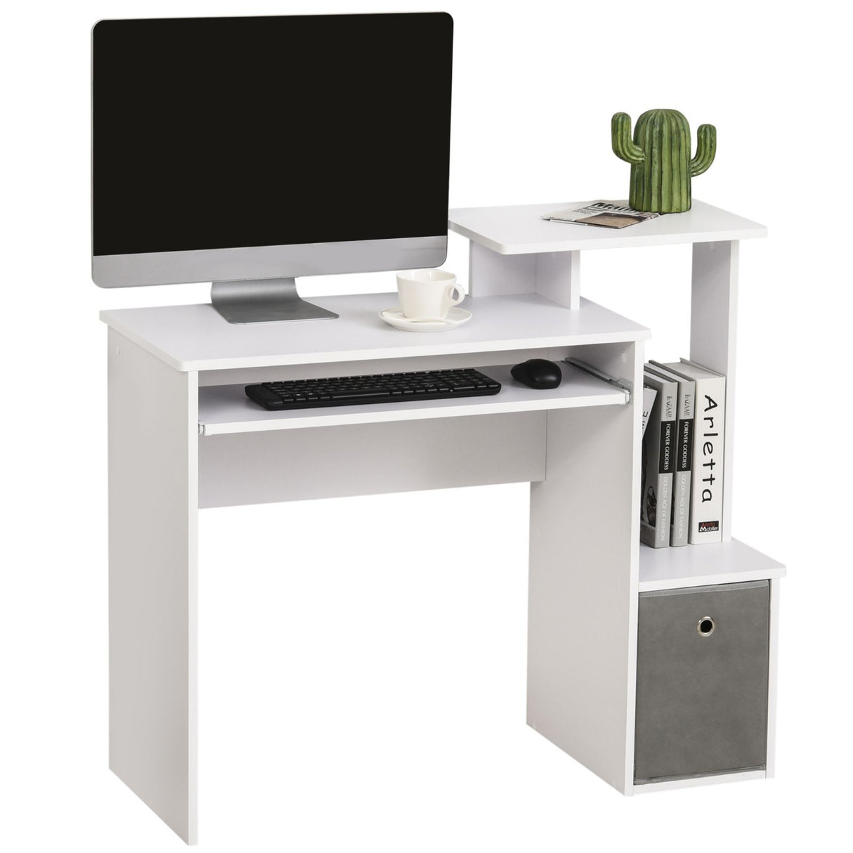 immagine-4-easycomfort-easycomfort-scrivania-per-computer-con-mensola-porta-tastiera-ripiano-e-cassetto-in-tessuto-in-legno-100x40x86-6cm-bianco
