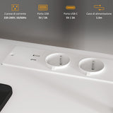easycomfort easycomfort scrivania ufficio con 2 tavoli 4 ripiani 3 cassetti e supporto per monitor in legno 138 5x90x92 cm bianco