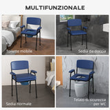 easycomfort easycomfort sedia comoda 5 in 1 per anziani e disabili per wc e doccia altezza regolabile e secchio rimovibile blu
