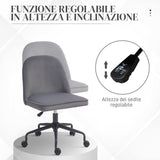 easycomfort easycomfort sedia da ufficio con altezza regolabile e funzione dondolo rivestimento in tessuto vellutato grigio