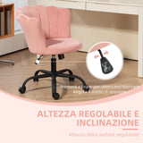 easycomfort easycomfort sedia da ufficio con schienale a petalo senza braccioli con altezza regolabile rivestimento in velluto rosa
