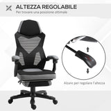 easycomfort easycomfort sedia da ufficio ergonomica con schienale reclinabile poggiapiedi retrattile altezza regolabile grigio