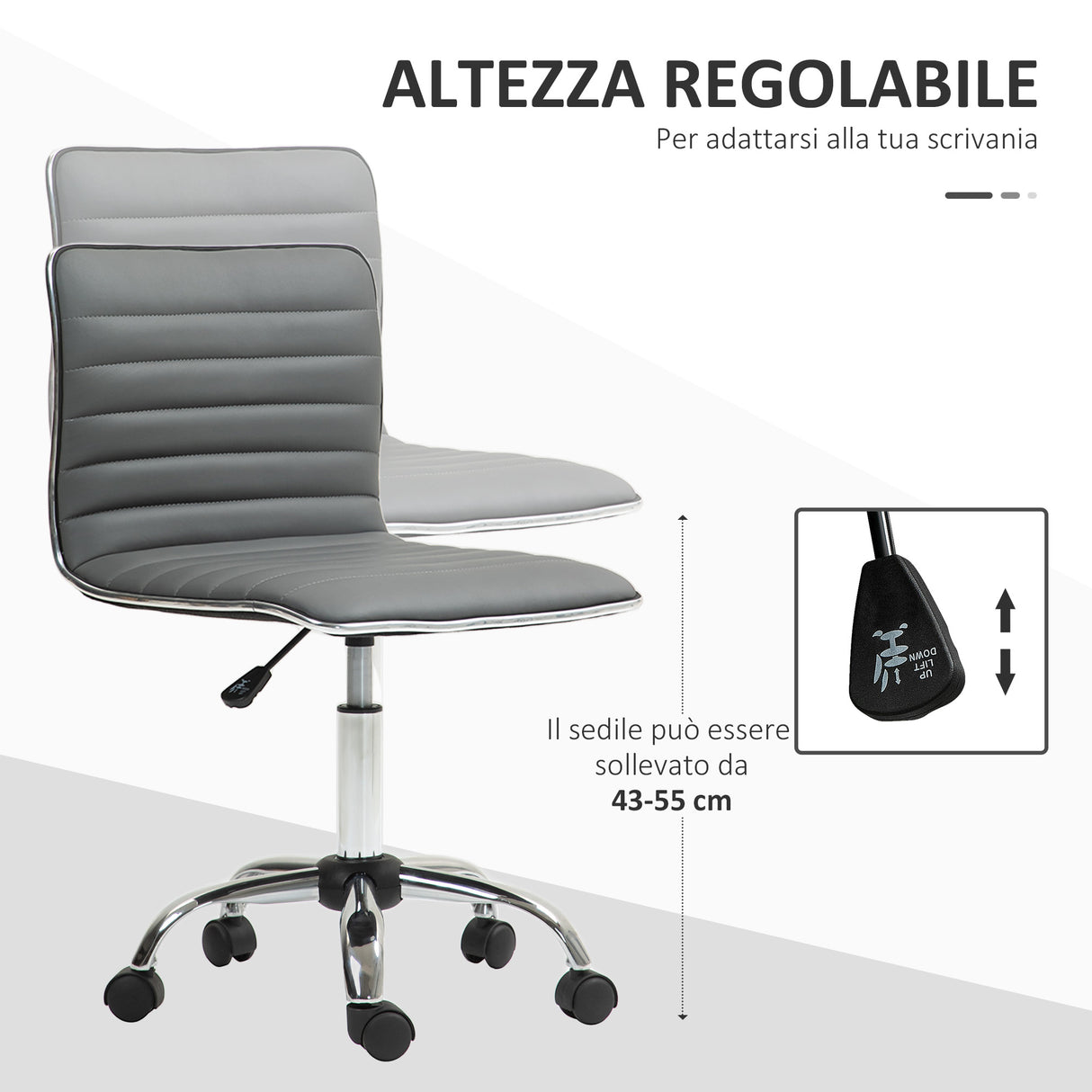 easycomfort easycomfort sedia da ufficio ergonomica in pelle pu con altezza regolabile seduta girevole e ruote grigio scuro