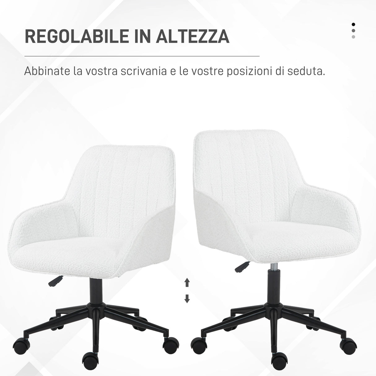 easycomfort easycomfort sedia da ufficio in tessuto con altezza regolabile seduta girevole e ruote bianco