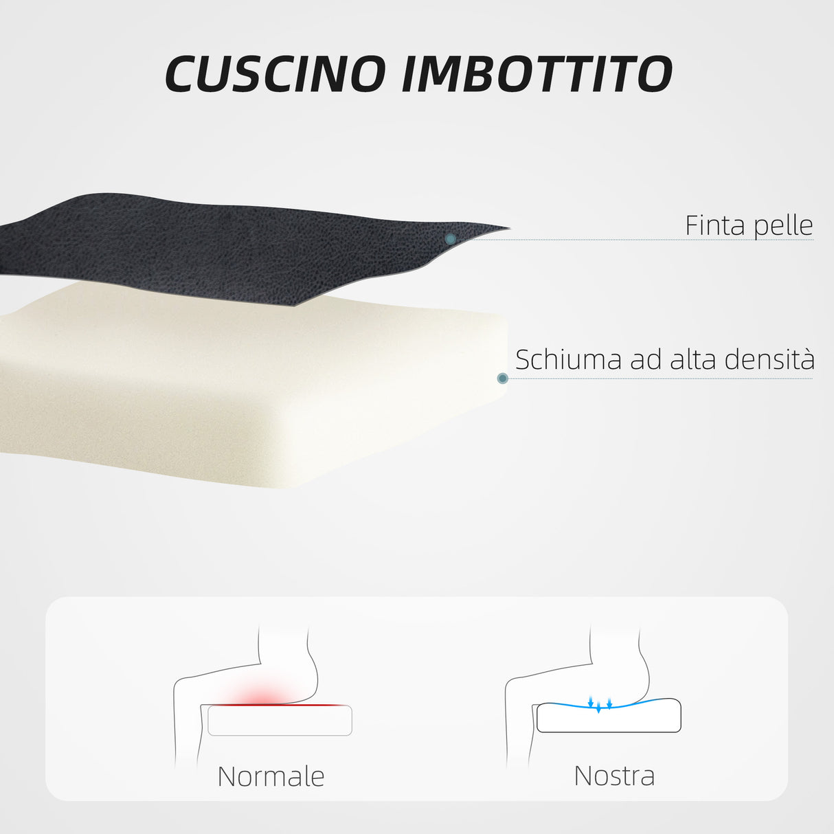 easycomfort easycomfort sedia da ufficio reclinabile ad altezza regolabile in finta pelle e acciaio 60x68x95 5 105 cm nero