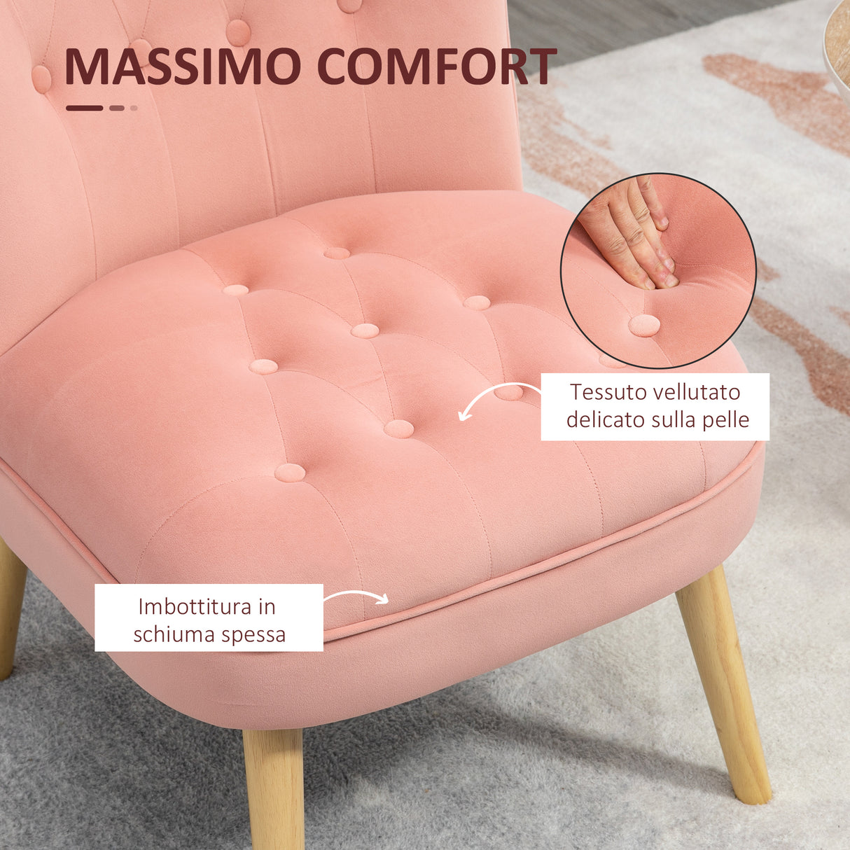 easycomfort easycomfort sedia moderna per soggiorno e sala da pranzo con seduta imbottita e tessuto vellutato 60x66x79 cm rosa