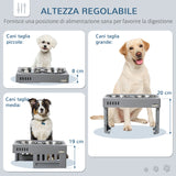 easycomfort easycomfort set 2 ciotole per cani da 1 2l con gambe rimovibili in abs e acciaio 44x27 7x28 cm grigio e argento
