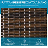 easycomfort easycomfort set 2 lettini prendisole in rattan pe con cuscino e schienale 5 reclinazioni 196x60x22cm
