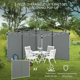 easycomfort easycomfort set 2 pareti gazebo 3x3 e 3x6 m in tessuto oxford con porte a cerniera 295x195 cm grigio scuro