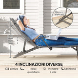 easycomfort easycomfort set 2 sdraio da giardino pieghevoli con schienale regolabile su 4 livelli e cuscino grigio