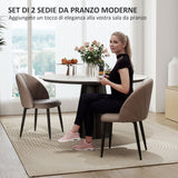 easycomfort easycomfort set 2 sedie da pranzo in pelle pu con gambe in metallo e schienale a conchiglia marrone