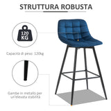 easycomfort easycomfort set 2 sgabelli alti da bar nordico con schienale curvato ergonomico e poggiapiedi sedie imbottite per salotto e cucina blu ean 8055776912233