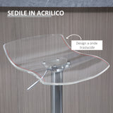 easycomfort easycomfort set 2 sgabelli da bar con altezza regolabile seduta girevole e poggiapiedi metallo e acrilico trasparente