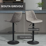 easycomfort easycomfort set 2 sgabelli da bar con schienale poggiapiedi e altezza regolabile stile industriale grigio