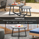 easycomfort easycomfort set 2 tavolini per esterni con piano in vetro temperato 70x45 cm e 50x35 cm grigio