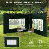 easycomfort easycomfort set 2 teli per gazebo 3x3 m e 3x6 m con finestre in pe e plastica 293x193 cm verde