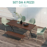easycomfort easycomfort set 4 sedie da giardino con piedini antiscivolo in pp e acciaio 59x55x84 cm verde