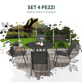 easycomfort easycomfort set 4 sedie da giardino impilabili con braccioli in rattan pe e acciaio grigio