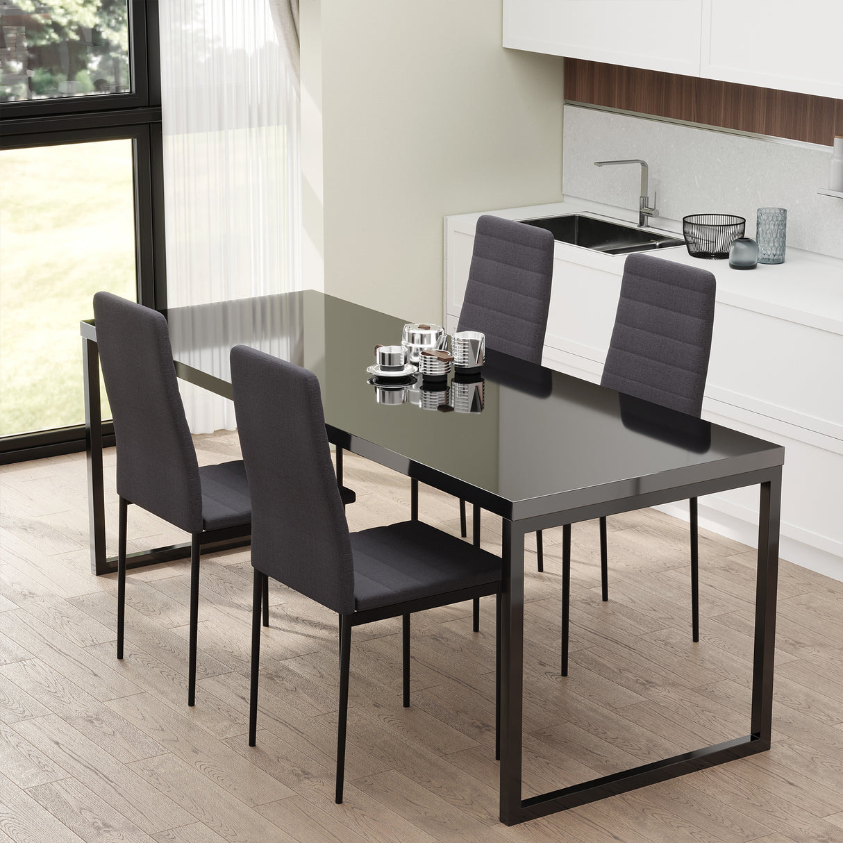 easycomfort easycomfort set 4 sedie imbottite per soggiorno o sala da pranzo sedie da cucina moderne in metallo e tessuto grigio