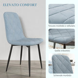 easycomfort easycomfort set 4 sedie per cucina imbottite in tessuto effetto velluto e acciaio 45x54x87 cm azzurro
