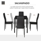 easycomfort easycomfort set 5 pezzi con 1 tavolo e 4 sedie per cucina o sala da pranzo in finta pelle metallo e vetro temperato nero