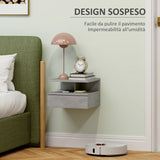 easycomfort easycomfort set da 2 comodini sospesi per camera da letto con cassetto e mensola in legno 35x32x22 5cmgrigio