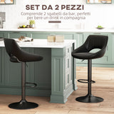 easycomfort easycomfort set da 2 sgabelli da bar con altezza regolabile poggiapiedi e seduta girevole in finta pelle nero
