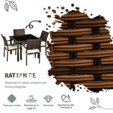 easycomfort easycomfort set da esterni in rattan pe con tavolo e 4 sedie con cuscini marrone