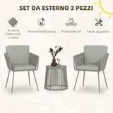 easycomfort easycomfort set da esterno con tavolino in vetro e 2 sedie da giardino in rattan stile boho grigio chiaro