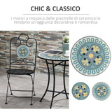easycomfort easycomfort set da giardino 3 pezzi con mosaico tavolino e 2 sedie pieghevoli verde