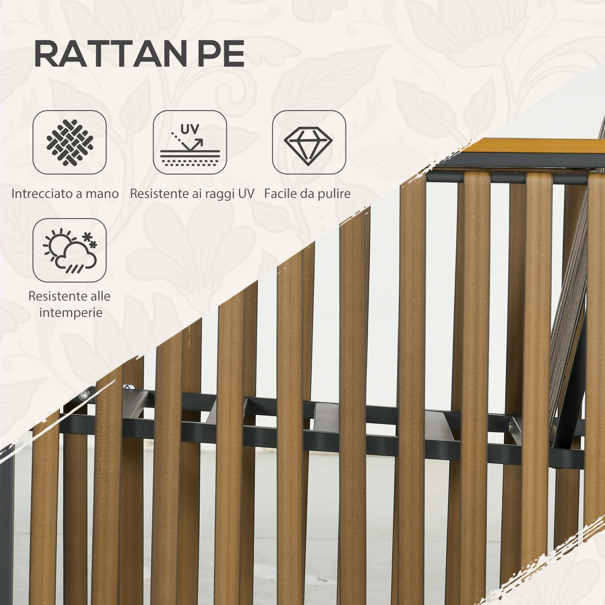 easycomfort easycomfort set da giardino 3 pezzi in rattan e acciaio con 2 sedie 66x68x68 cm e tavolino da caffe 45x45x44 cm