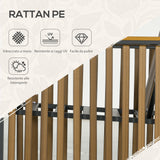 easycomfort easycomfort set da giardino 3 pezzi in rattan e acciaio con 2 sedie 66x68x68 cm e tavolino da caffe 45x45x44 cm